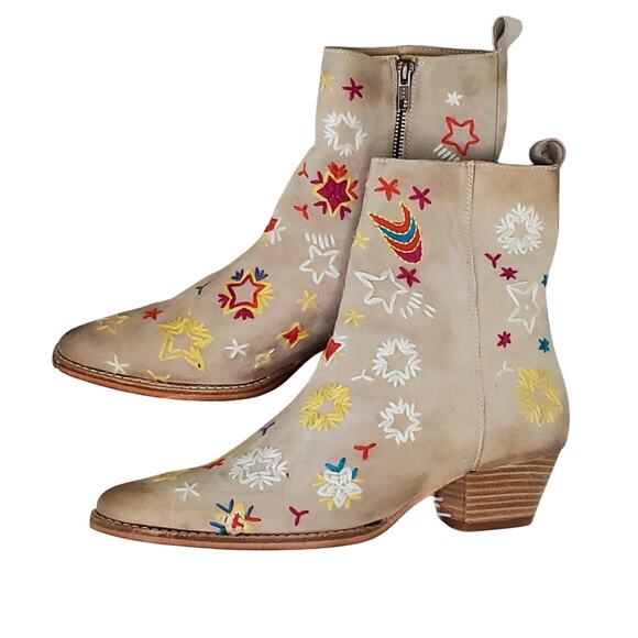 NWT Women's Free People Bowers Embroidered Booties Size 39 - Picture 4 of 16